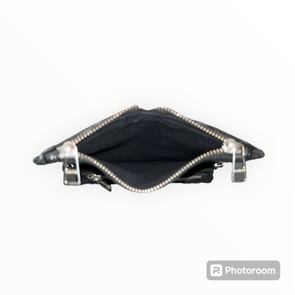 ZADIG & VOLTAIRE Rock Nano Suede Clutch - Black w Silver Hardware - Picture 7 of 10